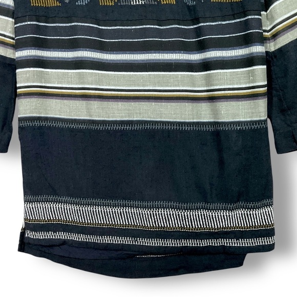 Free People Sundown Mini Shift Dress Sz S Embroidered Aztec Navy Blue - Picture 4 of 12